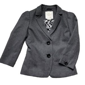 Kate Spade Grey Bow Back Wool Blazer Jacket in Size 0